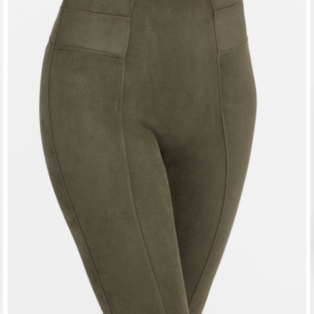 Faux Suede Spanx Leggings (Olive)